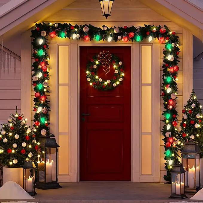 C7 Christmas String Lights, 25Ft Outdoor Decorations With 27 LED Red White and Green Shatterproof Bulbs, Hanging Patio Lights for Tree Backyard Holiday Party Decor by GreenHaven Gardens