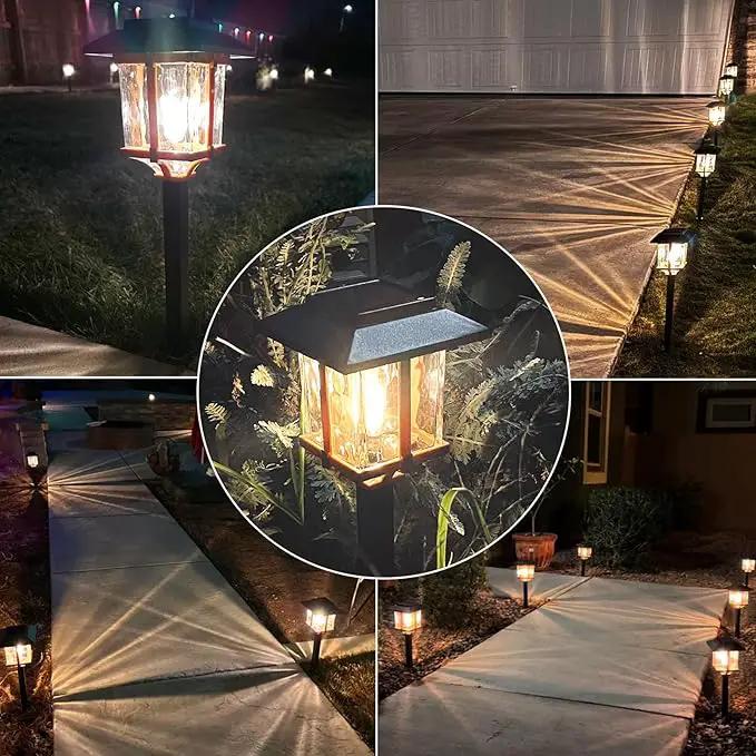 XMCOSY+ Solar Outdoor Lights Waterproof IP65, Solar-Powered Garden/Yard/Pathway Lights with Warm White 2-Tone Bronze-Wood Stainless Steel Design for Landscape Driveway Walkway Decorative by GreenHaven Gardens