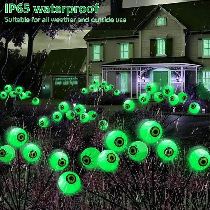 Halloween Decorations Outdoor Lights - 4 Pack 32LED Solar Halloween Scary Eyeball Pathway Lights Swaying by Wind, Waterproof Solar Halloween Stake Lights for Garden Porch Lawn Pathway (Green) by GreenHaven Gardens