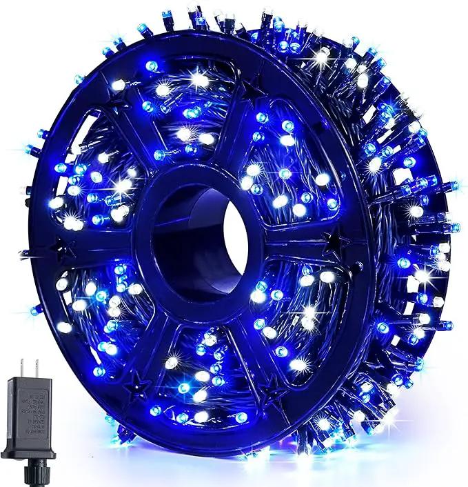 JMEXSUSS 500 LED Blue and White String Lights Outdoor, 173ft 8 Modes LED Christmas Lights Indoor, Waterproof Christmas Twinkle Lights for Tree Holiday Decorations by GreenHaven Gardens