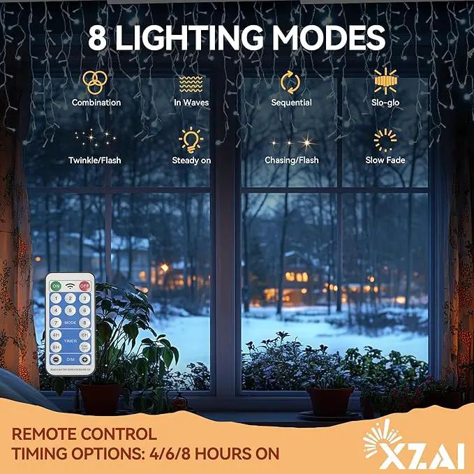 XZAI Solar Icicle String Lights 800LED 50FT Cool White Remote Connectable 2400mAh USB Rechargeable 8 Modes Timer Dimmable IP65 Waterproof Twinkle for Outdoor Christmas & Wedding & Party Decors by GreenHaven Gardens