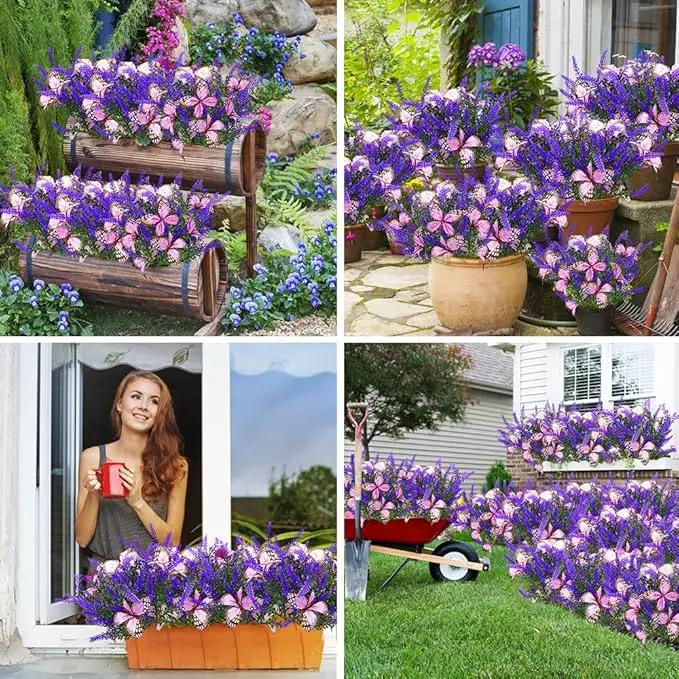 Solar Garden Lights Outdoor, 2 Pack Purple Lavender Solar Butterfly Lights Gardening Gifts for Women, Purple Solar Artificial Flower with Butterfly Purple Garden Decor for Lawn Patio-Warm White by GreenHaven Gardens
