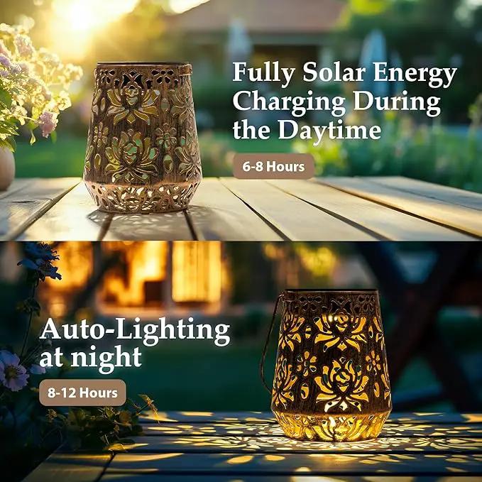 Solar Lanterns Outdoor Decor Waterproof,2Pack Flower Hanging Gifts for Women, Mom, Solar Garden Lights Metal Decoration for Outside,Yard, Patio,Garden,Porch,Pool by GreenHaven Gardens