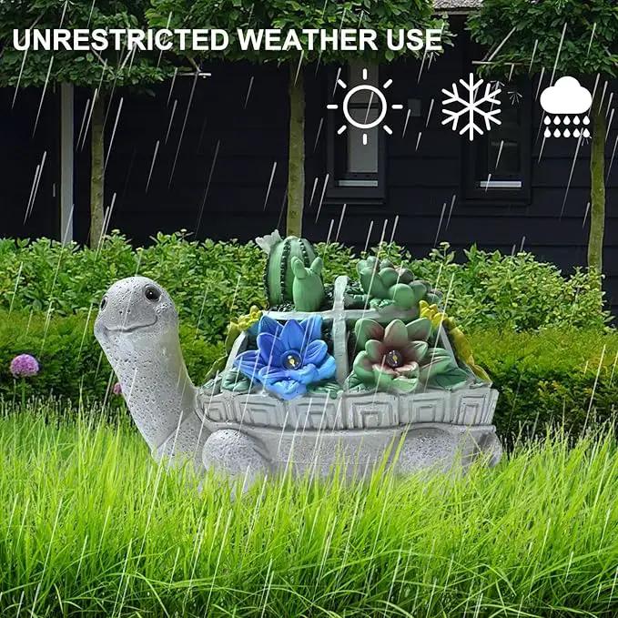 Garden Decor Statue,Solar Turtle with Succulent & 6 LED Lights - Outdoor Figurine for Lawn Decoration, Gifts for mom，Handcrafted Resin Sculpture -Garden Lovers/Mothers Day/Christmas Day Gift by GreenHaven Gardens