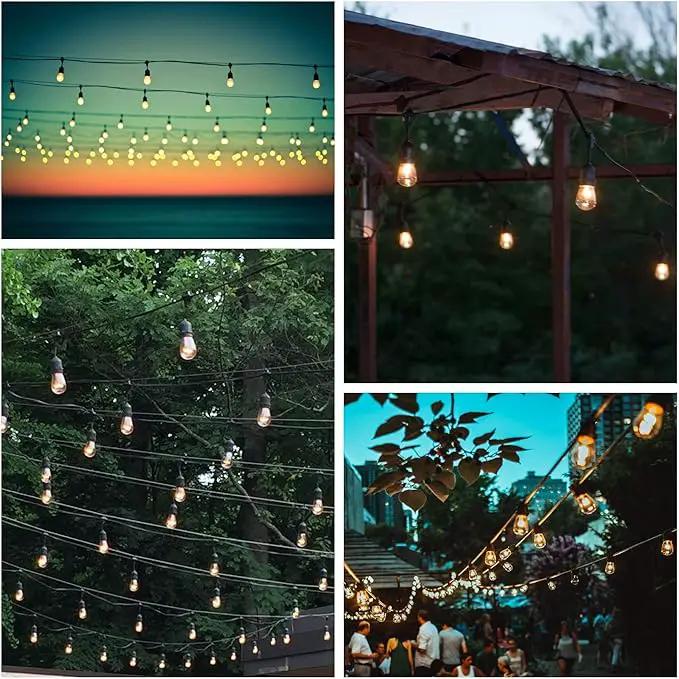 Hometown Evolution, Inc. 100 Foot E26 Commercial Outdoor Edison Bulb String Lights with Suspended Sockets (100 Foot 50 Socket, S14 Lantern Edison 11 Watt Bulbs) by GreenHaven Gardens