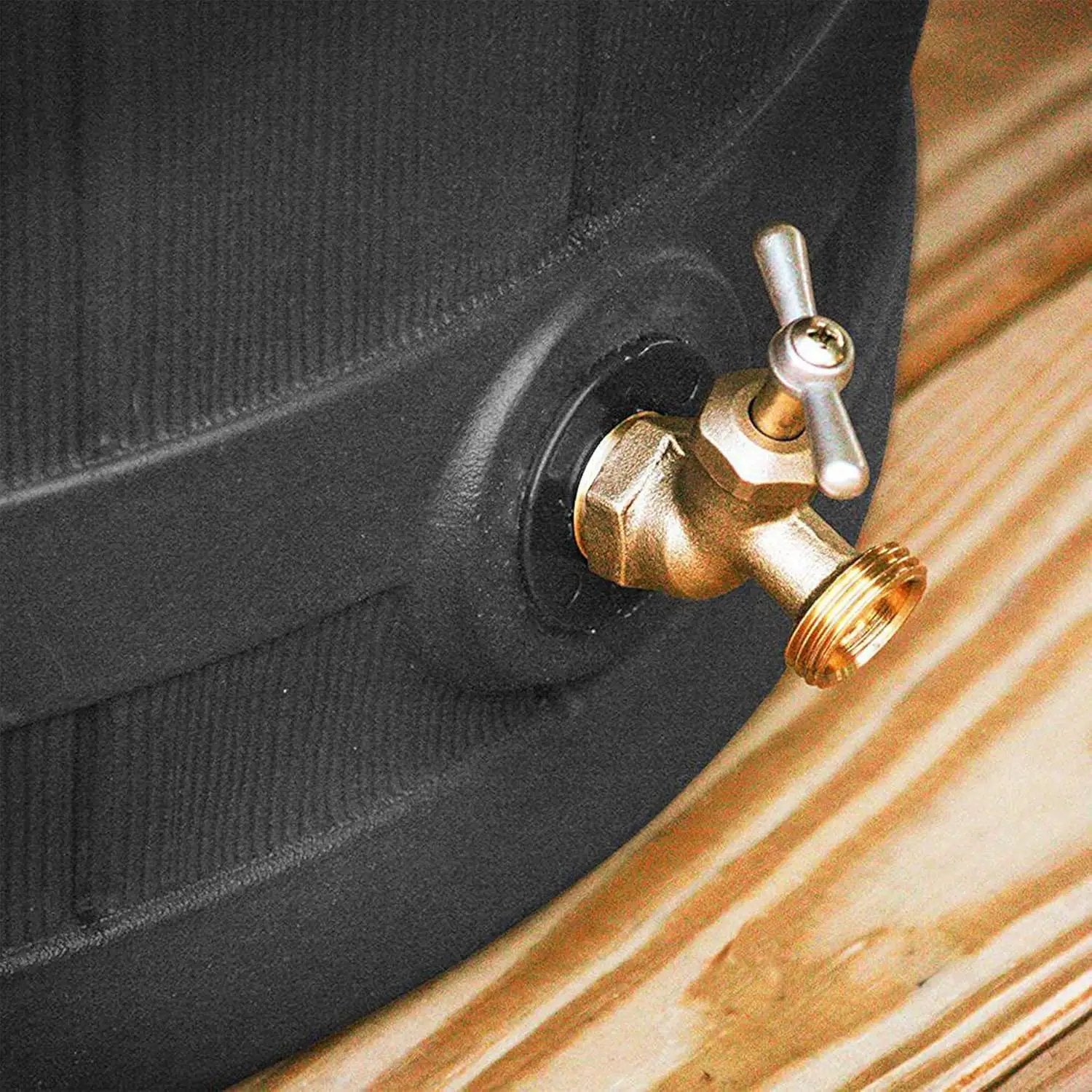 Good Ideas Rain Wizard 50 Gallon Plastic Outdoor Home Rain Barrel Water Storage Collector with Brass Spigot and Flat Back Design, Black (3 Pack) by GreenHaven Gardens