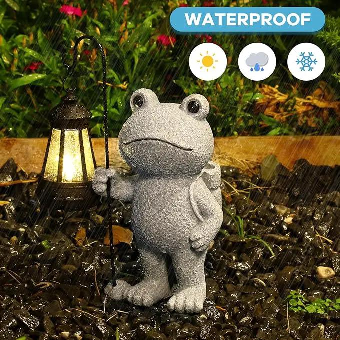 Garden Statue Frog Outdoor Decor, Solar Patio Garden Sculptures & Statues, Resin Garden Decor Gift for Women, Mom, Grandma by GreenHaven Gardens