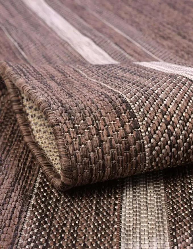 Unique Loom Outdoor Border Collection Area Rug - Soft Border (7' 10" Square Brown/Ivory) by GreenHaven Gardens