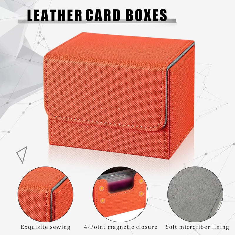 Yookeer 6 Pack Leather Deck Cases 100+ Card Deck Game Box Magnetic Playing Card Storage Box for 100 Plus Cards Compatible with Tcg(Pink,Red,Orange,Black,Blue,Green,Horizontal) by GreenHaven Gardens