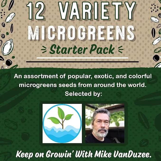 12 Variety Pack Microgreens Seeds Kit - Broccoli Seeds for Sprouting Plus Purple Radish Seeds, Beet, Sunflower Microgreens Seeds, Peas, Shiso, Cilantro, Beet, Pak Choi, Korean Shiso, Cress & More by GreenHaven Gardens