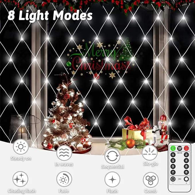 JXLEDAYY Christmas Net Lights Outdoor 200 LED 9.8x6.6 FT Mesh Lights for Bush Waterproof Fairy String Lights Plug in with Remote Timer 8 Modes for Garden Yard Bush Tree Patio Decor-Cool White by GreenHaven Gardens