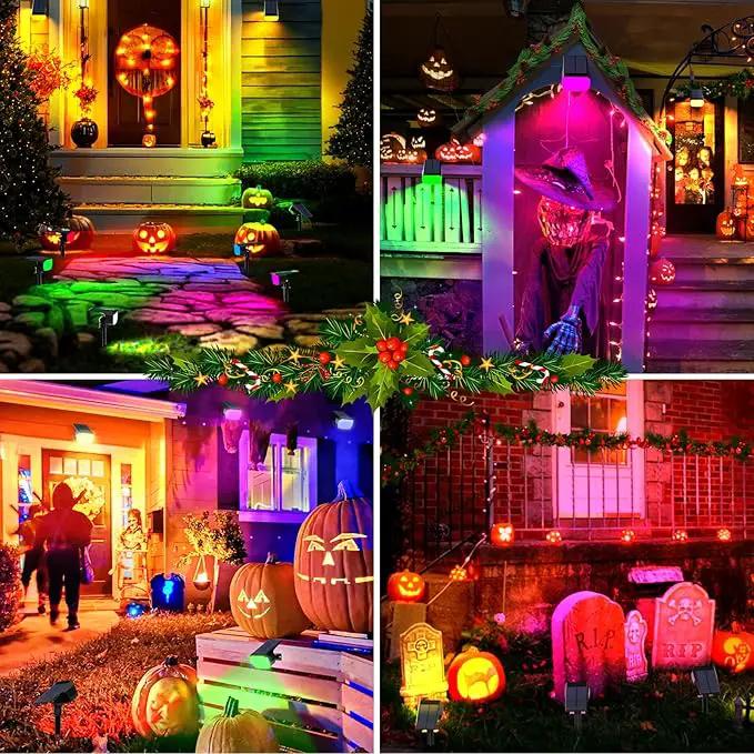 Solar Spot Lights Outdoor Color Changing, [7 Mode/6 Pack] Christmas Landscape Spotlights, Solar Lights Outdoor Waterproof, Solar Led Powered Flood Light for Outside Pathway Yard Garden Walkway by GreenHaven Gardens