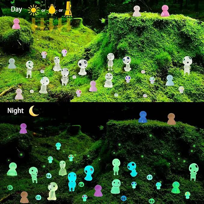 BEZALEL Glow in the Dark Tree Spirits, 49 Pcs Luminous Elves Tree Ghosts Figurines Kit, Mini Glow Fairy Garden Accessories Outdoor with Mini Mushrooms for Garden Bonsai Succulent Terrarium Decorations by GreenHaven Gardens