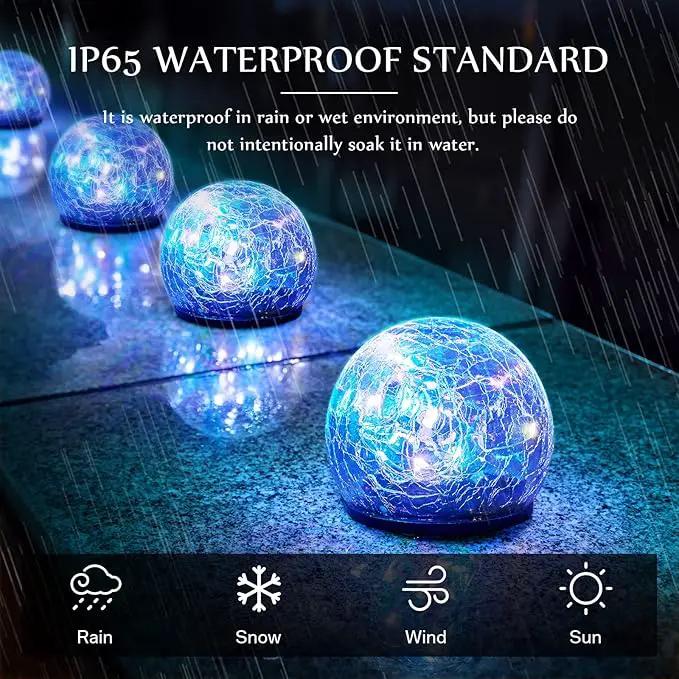 Honoson Decorative Solar Globe Lights Outdoor Waterproof LED Cracked Glass Ball Lights for Pathway, Walkway, Garden, Yard, Lawn Decoration(12 Pcs,3.9 Inch) by GreenHaven Gardens
