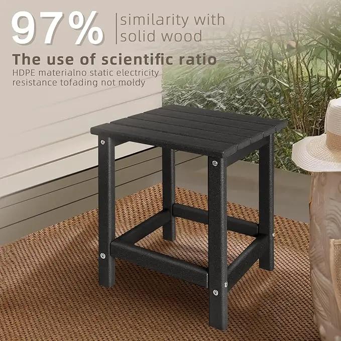 Adirondack Side Table Outdoor, HDPE Small Outdoor Table for Patio,Outside End Table for Porch, Deck, Pool, Weather Resistant/Easy Maintenance/Indoor or Outdoor Use, Back by GreenHaven Gardens