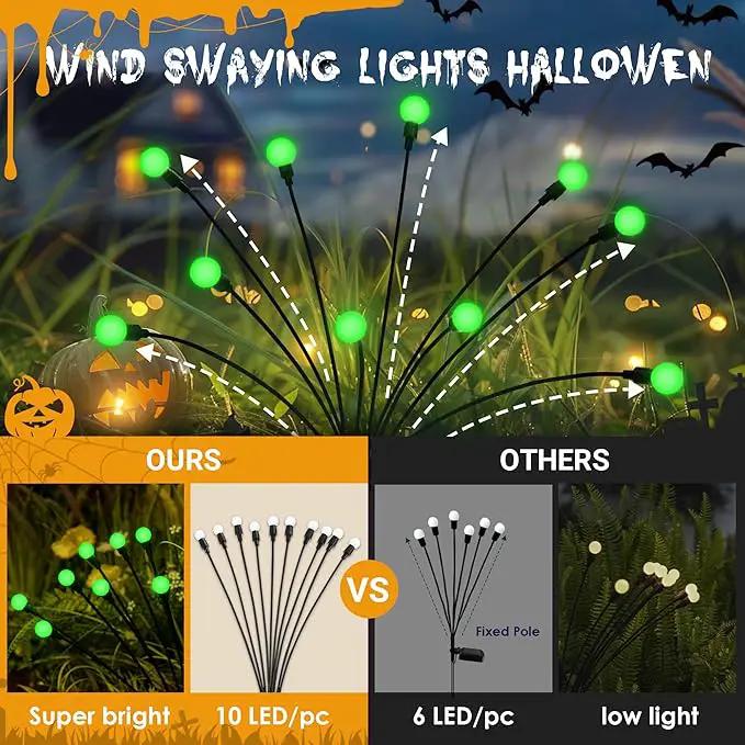 Solar Garden Lights,Halloween Lights Outdoor 20 LED Firefly Halloween Garden Lights Outdoor,Solar Lights for Outside,Solar Lights Outdoor Waterproof for Halloween,Christmas,Yard,Patio(Green) by GreenHaven Gardens