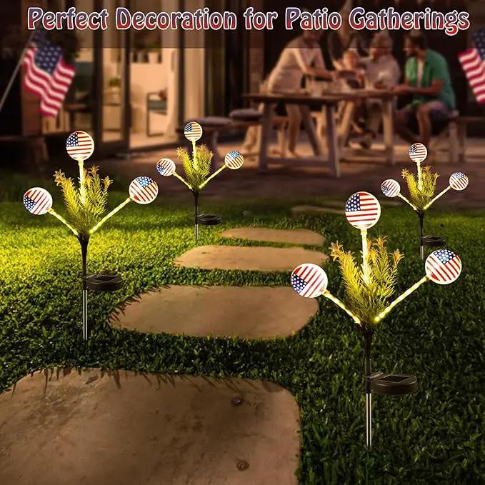 Solar Lights Outdoor Waterproof, 2 Pack American Flag Garden Lights for Yard,Garden,Patio,Pathway Decoration, Landscape Ambient Lighting for Festival,Holiday,Party,Christmas Gifts New Year Decorations by GreenHaven Gardens