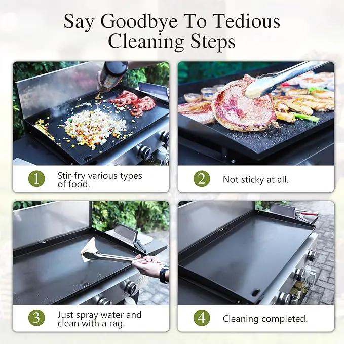 Sophia & William 22" Flat Top Grill with Lid & Ceramic Coated Cast Iron Pan, 3-Burner Portable Tabletop Gas Propane Griddle for Outdoor, BBQ, Camping & Tailgating Barbecue, 24,000 BTU by GreenHaven Gardens
