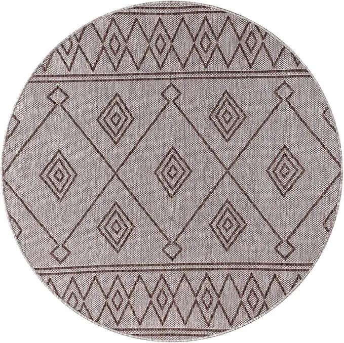 Keen Home Design Terrace Outdoor Round Rug - 8ft Round Washable Indoor/Outdoor Rug for Patio, Kitchen, Balcony, Beach, Garden, Deck and Porch, Size: 7'7" Round by GreenHaven Gardens