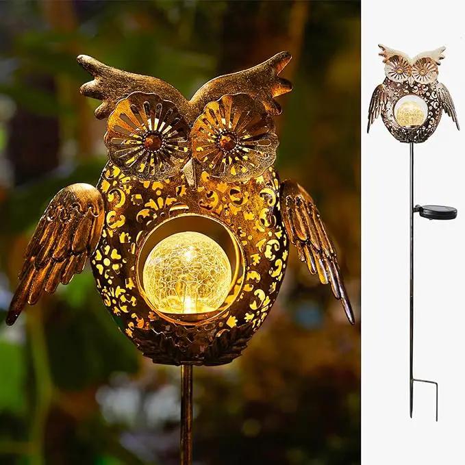 Go2garden Solar Lights Outdoor Owl Garden Gifts Women Metal Stakes Lights for Lawn Ornaments, Yard Art, Pathway, Patio Decorations,Birthday Mothers' Day Gift for Mom Dad Grandma (Bronze) by GreenHaven Gardens