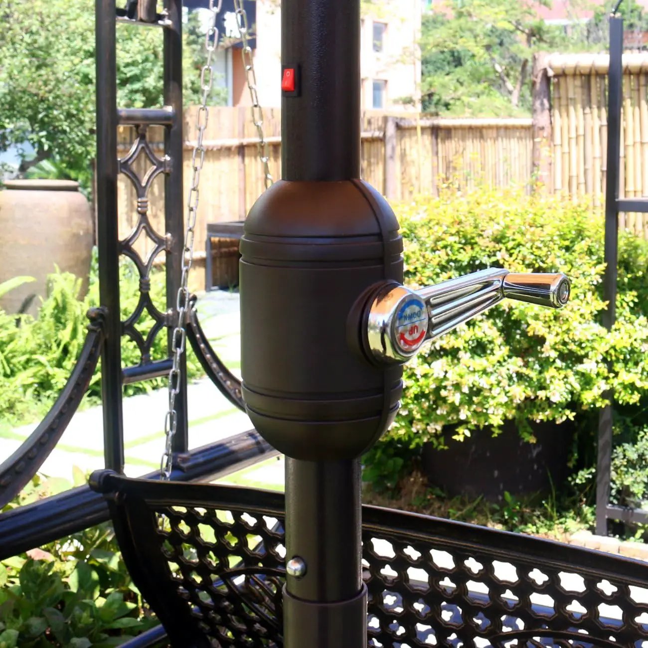 Sunnyglade 9' Solar LED Lighted Patio Umbrella with 8 Ribs/Tilt Adjustment and Crank Lift System (Teal Blue) by GreenHaven Gardens