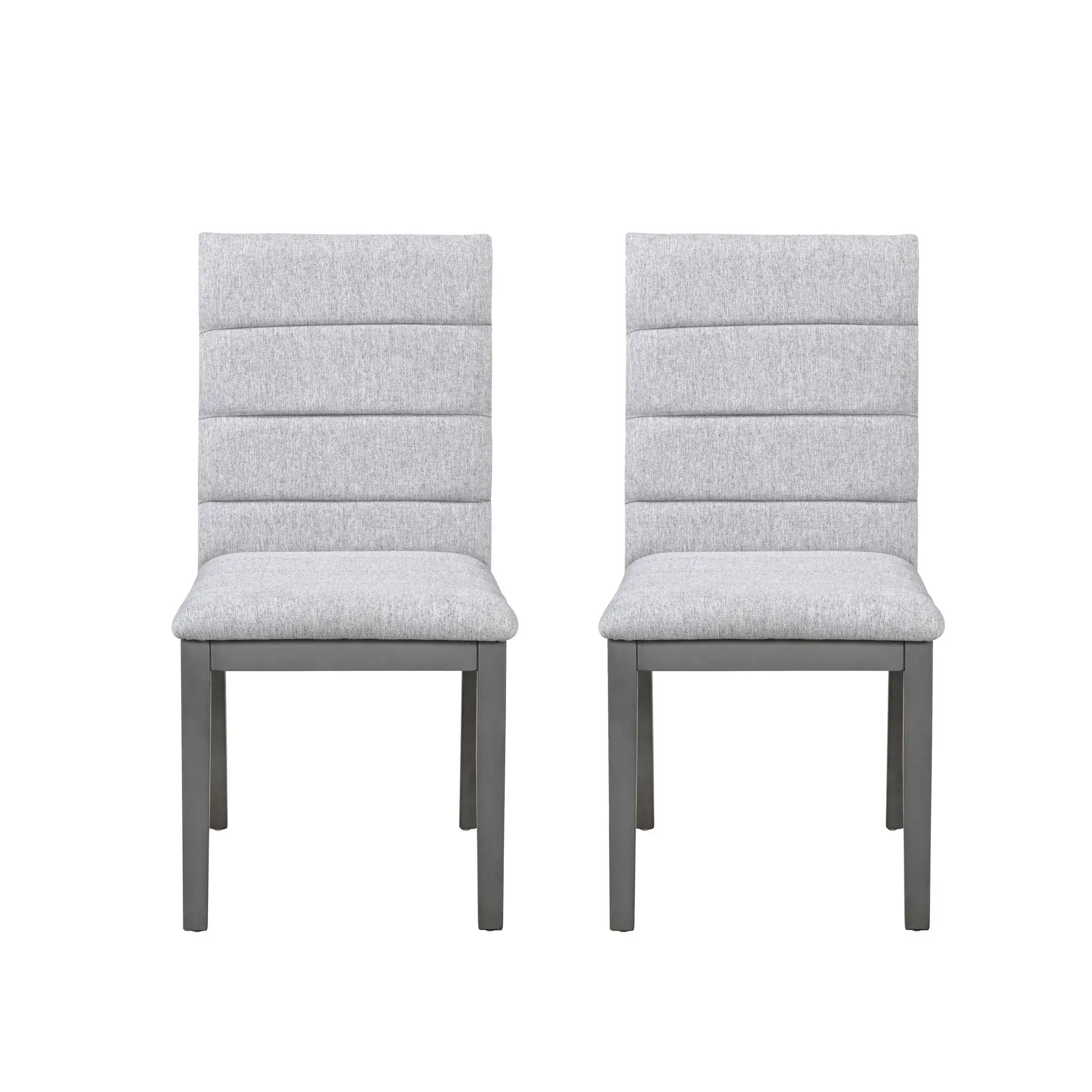 Tufted Upholstery Modern Dining Chairs (Set of 2) Sleek Comfort With Rubber Wood Frame - Gray / Oak by HouseOfZazla