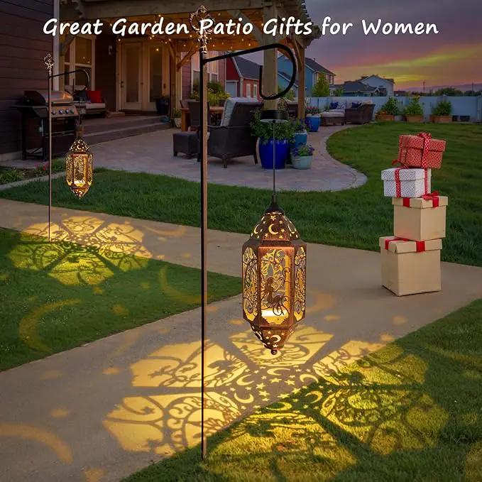 Go2garden 12.4" Outdoor Solar Lanterns Waterproof Garden Gifts Women, Moon Fairy Statue Solar Haning Lights for Patio, Yard Decorations, Mothers Day Gifts for Mom, Grandma(2Pack, Red Copper) by GreenHaven Gardens