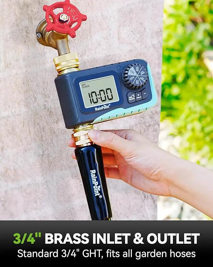 RAINPOINT Sprinkler Timer, 100% Metal Water Pipe Water Timer for Garden Hose, Programmable Hose Controller with Manual Watering/Rain Delay, Automatic Drip Irrigation System for Lawn, 1 Outlet by GreenHaven Gardens
