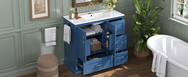 42" Bathroom Vanity with Ceramic Sink - Navy Blue, photo 3 of 10
