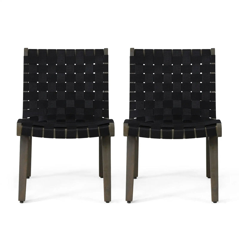 Lounge Chair With Stunning Rope Weave Design, Set of 2 - Black by HouseOfZazla