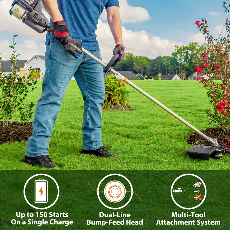 LawnMaster NPTGSP2517A No-Pull Gas Grass Trimmer with Electric Start 25cc 2 Cycle,17-Inch by GreenHaven Gardens