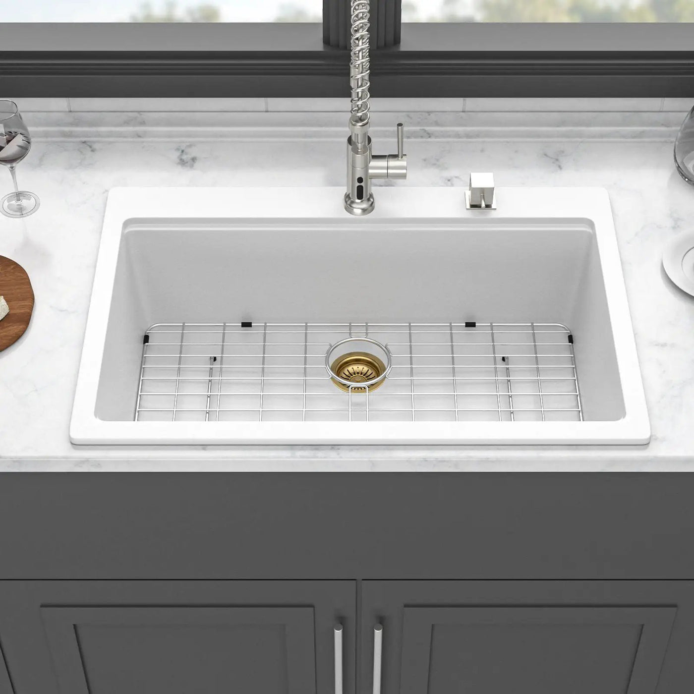 Granite Composite Quartz Kitchen Sink With Workstation Features And Drop In Design by HouseOfZazla