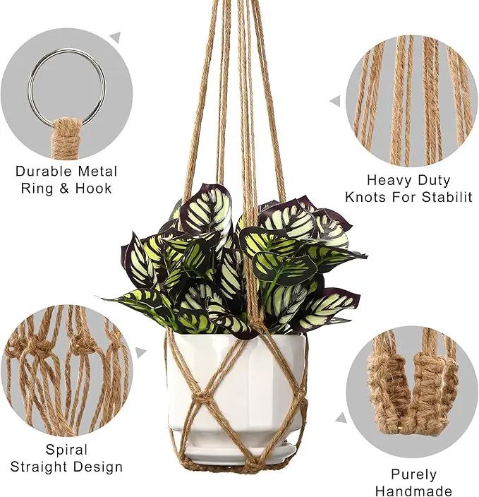 YIBOT 3 Pack Macrame Plant Hanger Indoor Hanging Planter Basket with 3 Hooks, 35"/29"/23" Hang Flower Pot Plant Holder for Indoor Outdoor Decorations, Brown (POTS NOT Included) by GreenHaven Gardens