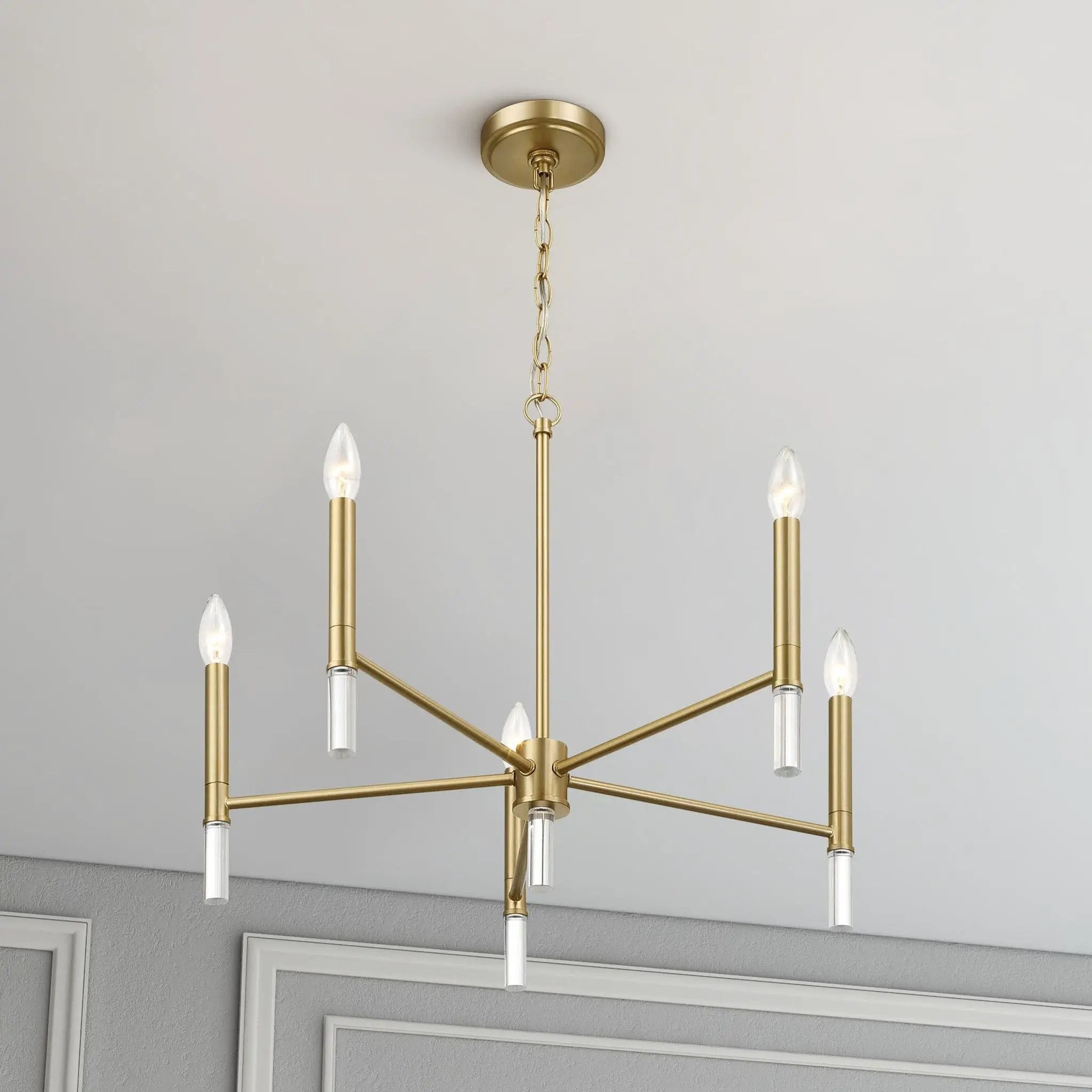Courtyard - 5 Light Candle Chandelier - Clear / Gold by Unique Piece Furniture