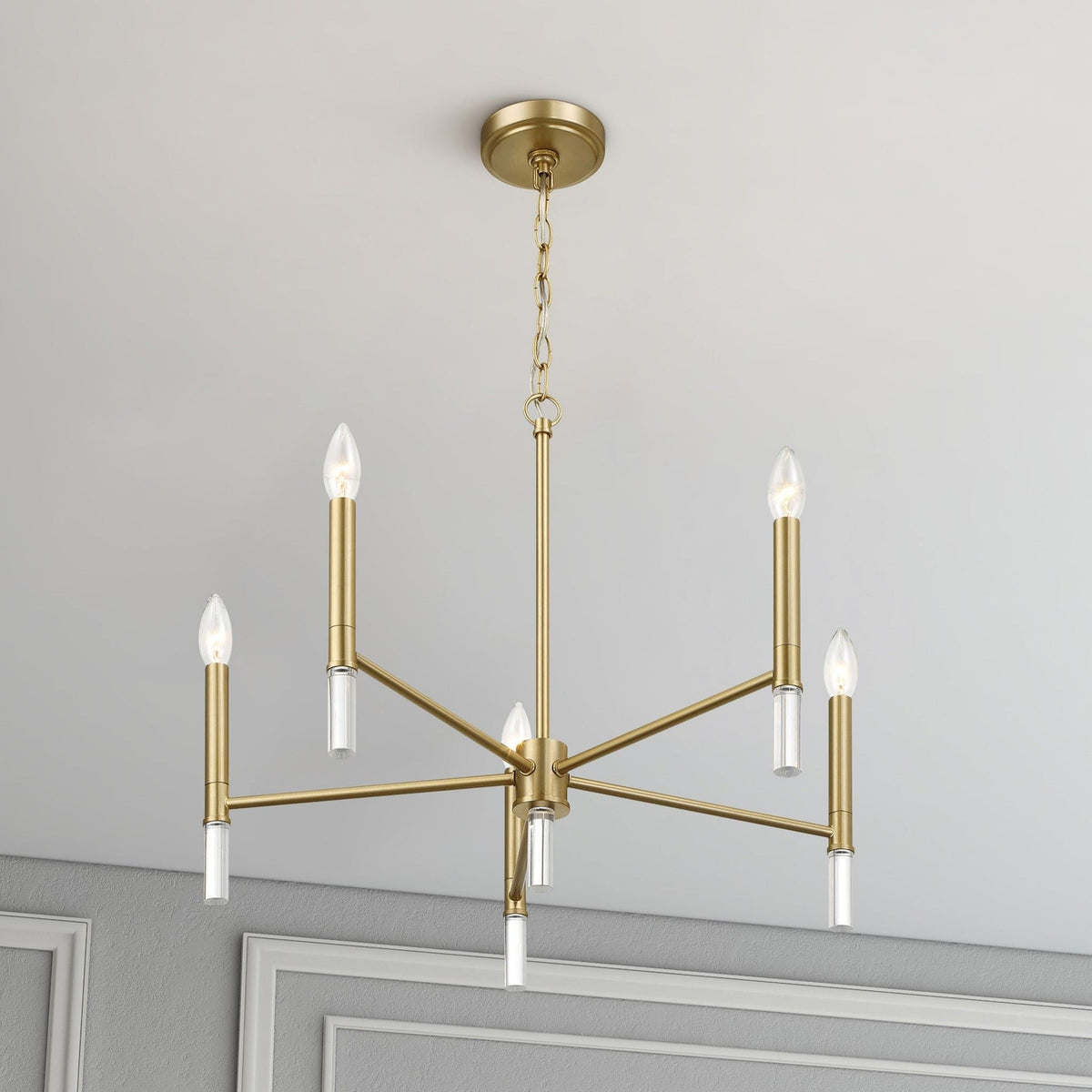 Courtyard 5 Light Candle Chandelier - Clear / Gold, photo 2 of 6