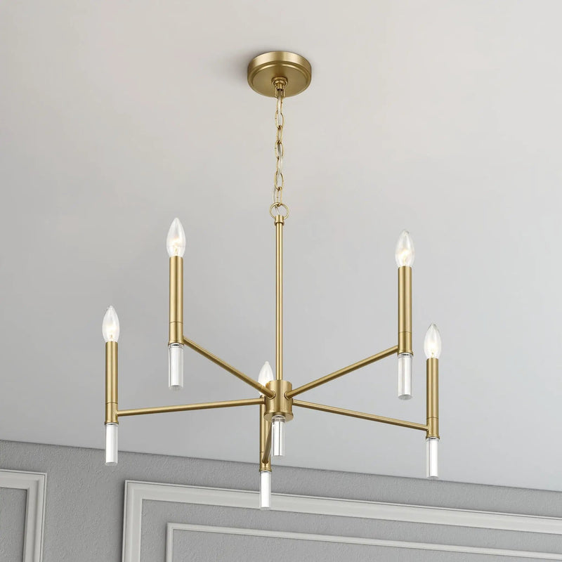 Courtyard - 5 Light Candle Chandelier - Clear / Gold by HouseOfZazla