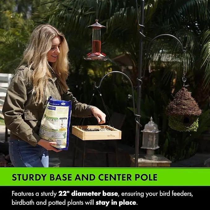 Yard Butler Yard Tree Bird Center - Durable Bird Feeder Holder & Hanging Plant Stand with 3 Hooks & Birdbath Ring - Beautiful Yard Decoration by GreenHaven Gardens
