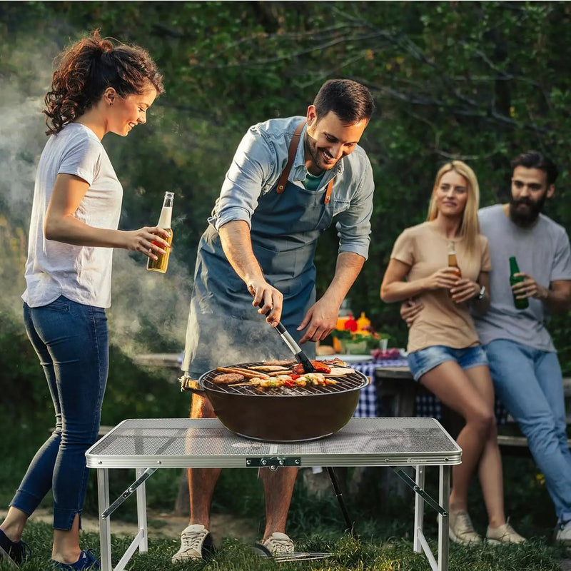Folding Table, Easy for Storage, Compact and Portable Picnic Table for Grill, Outdoor Camping, Garden, Patio, Dining, BBQ, Party, Market, 3Ft (Medium, Silver) by GreenHaven Gardens