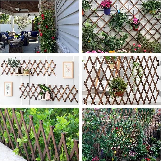 Expandable Garden Trellis, 12" x 75" Wooden Lattice Fence Wall Panel Stretchable Decorative Fences Lattice Trellis for Climbing Plants Outdoor Ivy Vine Rose Clematis Garden Patio Room Decor (1) by GreenHaven Gardens
