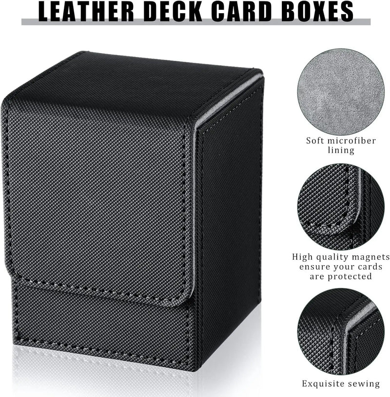Yookeer 4 Pieces Leather Deck Card Boxes Cards Deck Game Box for Collectible Playing Card Box Compatible with MTG Commander(Black, White, Red, Green,Vertical) by GreenHaven Gardens