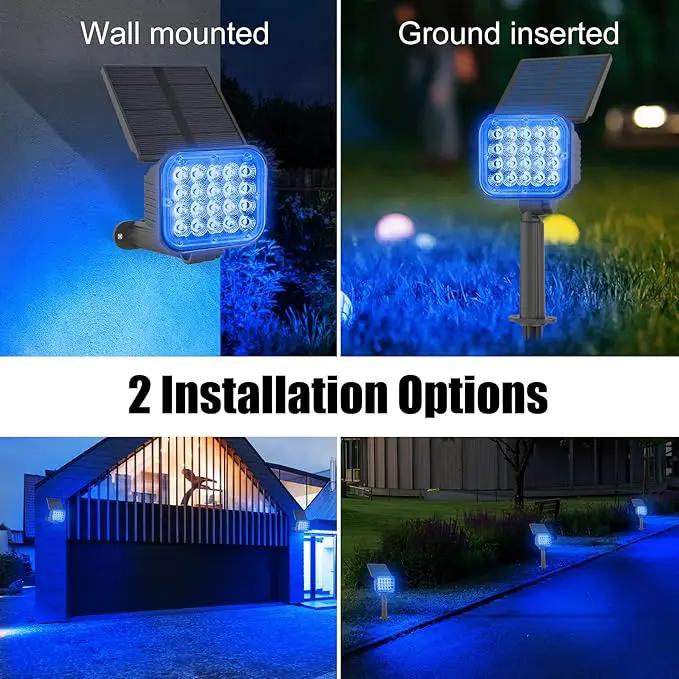 Solar Spot Lights Outdoor, Blue Solar Lights Outdoor Waterproof IP65, Adjustable Panel Solar Landscape Spotlights for Tree Yard Halloween Christmas Landscape Decor, 6 Pack by GreenHaven Gardens