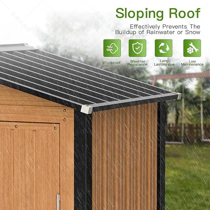 Outdoor Storage Shed, 5x3 Ft Metal Steel Tiny House with Frame Floor & Lockable Door, Vertical Outside Storage Building for Garden, Backyard, Lawn, Patio Utility, Tool Storage by GreenHaven Gardens