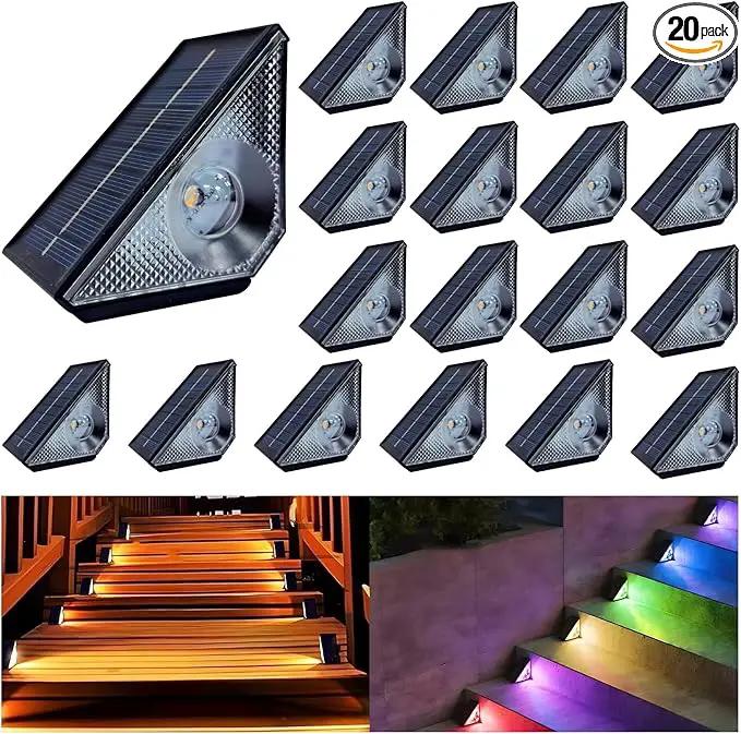 Solar Step Deck Lights Outdoor 20 Pack Solar Step Light, Waterproof Warm White/7 RGB Color Glow Solar Fence Lights for Yard, Patio, Garden, Walkways, Front Door, Pathway, Driveway by GreenHaven Gardens