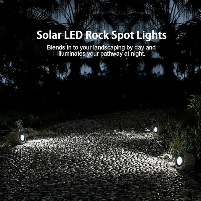 2 Pack Solar Rock Lights, Outdoor Decorative Garden Spotlights for Pathway, Walkway, Yard, Landscape, Patio by GreenHaven Gardens