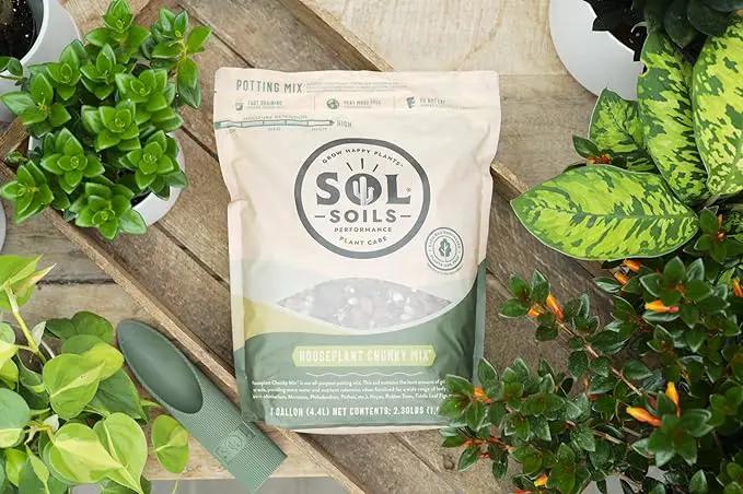 Sol Soils Chunky Houseplant Mix - Fast Draining Soil for Indoor Plants with Coco Coir Chips, Perlite, & Pumice, 1 Gallon by GreenHaven Gardens