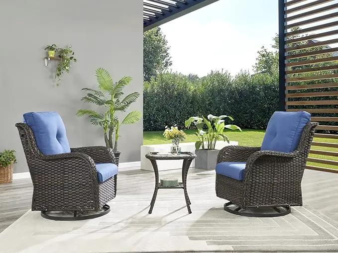 Patio Tables Wicker Side Table - Rattan End Table with Glass Top for Outdoor Outside Patio Porch Deck Square Brown by GreenHaven Gardens