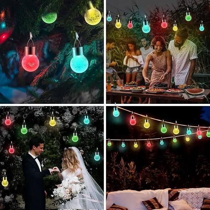 12 Pack Hanging Solar Lights Outdoor Decorative, Waterproof Solar Globe Lantern with Handle and Clip, Solar Powered Cracked Glass Ball Lights for Garden Yard Patio, Fence Tree Umbrella, Holiday Decor by GreenHaven Gardens