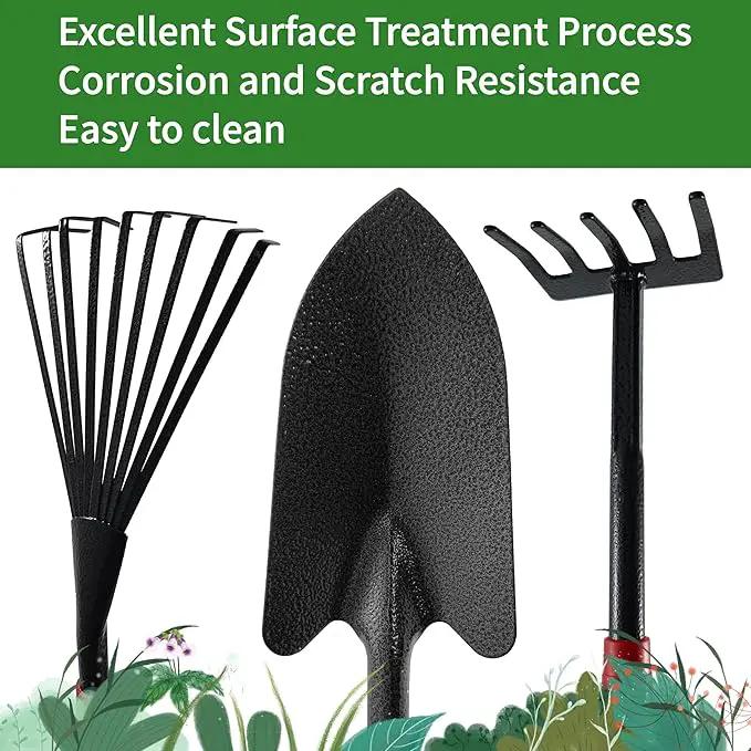 Set of 7 Gardening Tool Set, Rust-Resistant Handy Tools for Gardening, Ideal Gardening Gift Set, Including Trowel, Weeder, Hoes, and Rakes (Red) by GreenHaven Gardens