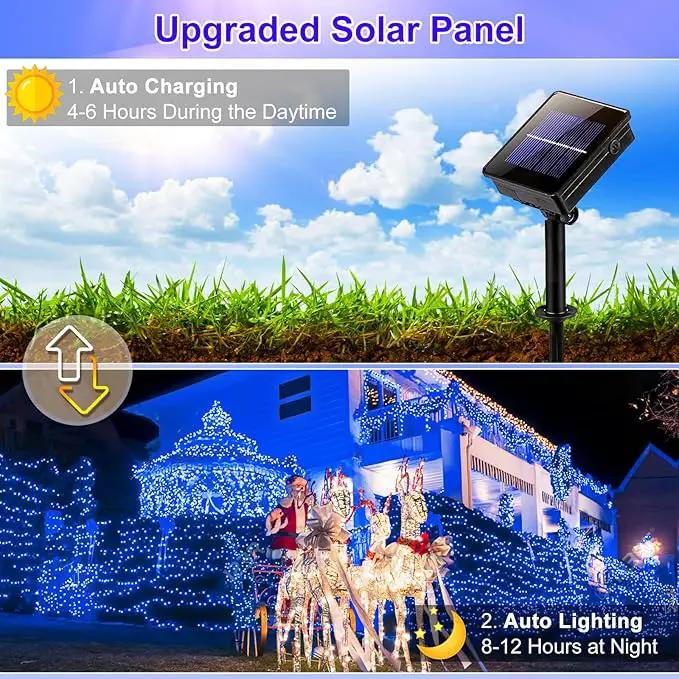2 Pack Solar String Lights for Outside, Each 79Ft 240LED Solar Lights Outdoor, 8 Modes Waterproof Solar Powered Fairy Twinkle Lights for Backyard Patio Tree Party Garden Decoration, Blue by GreenHaven Gardens