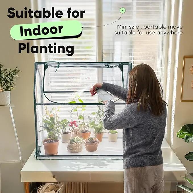 Quictent Portable Mini Cloche Greenhouse w/ Elevated Bottom, Reinforced High Light Transmission Waterproof UV-Resistant Hot House for Indoor Outdoor, 36" x 18" x 33", Clear by GreenHaven Gardens